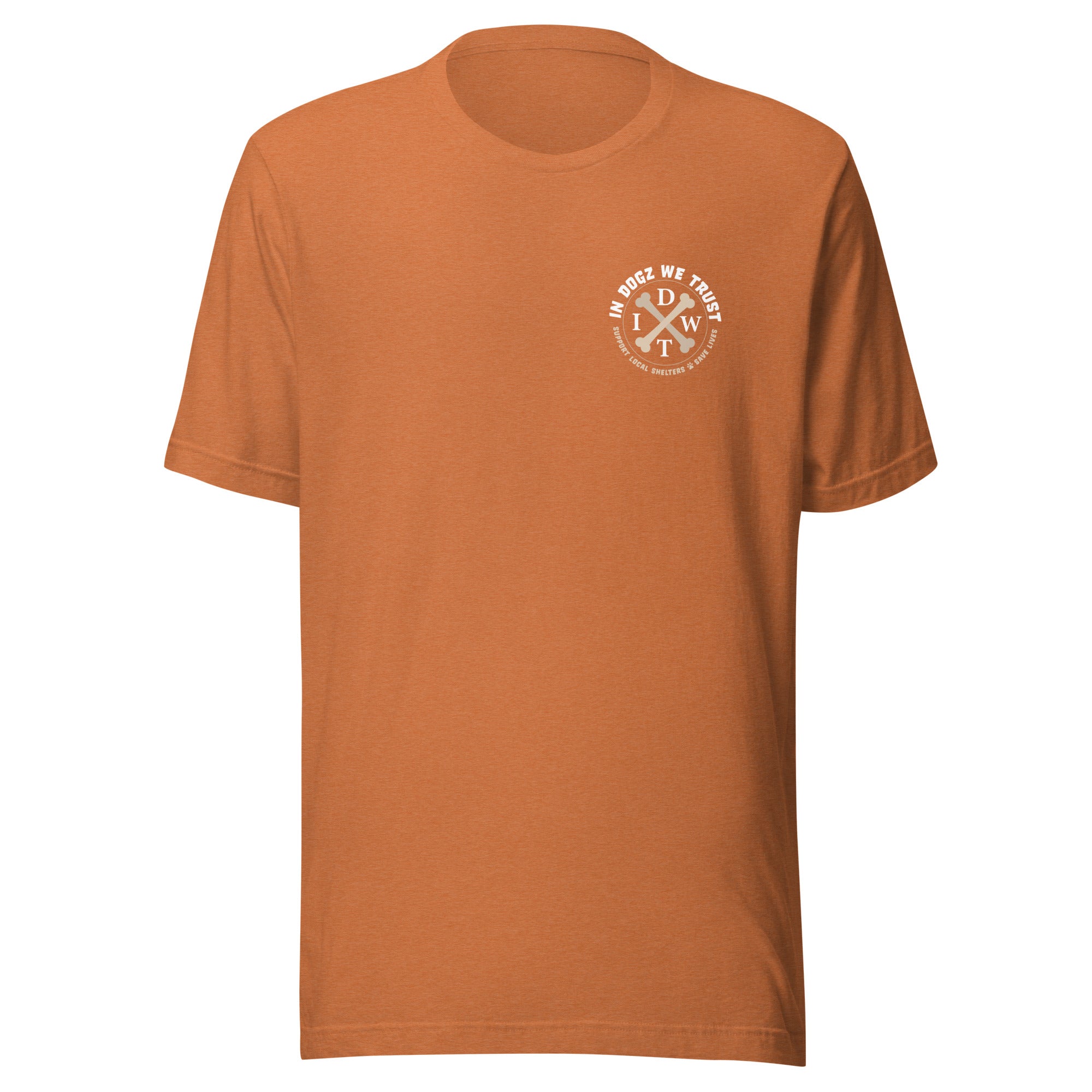 Bushido Bark: Samurai Canine T-Shirt - Heater Autumn Orange Color - In Dogz We Trust - Front View