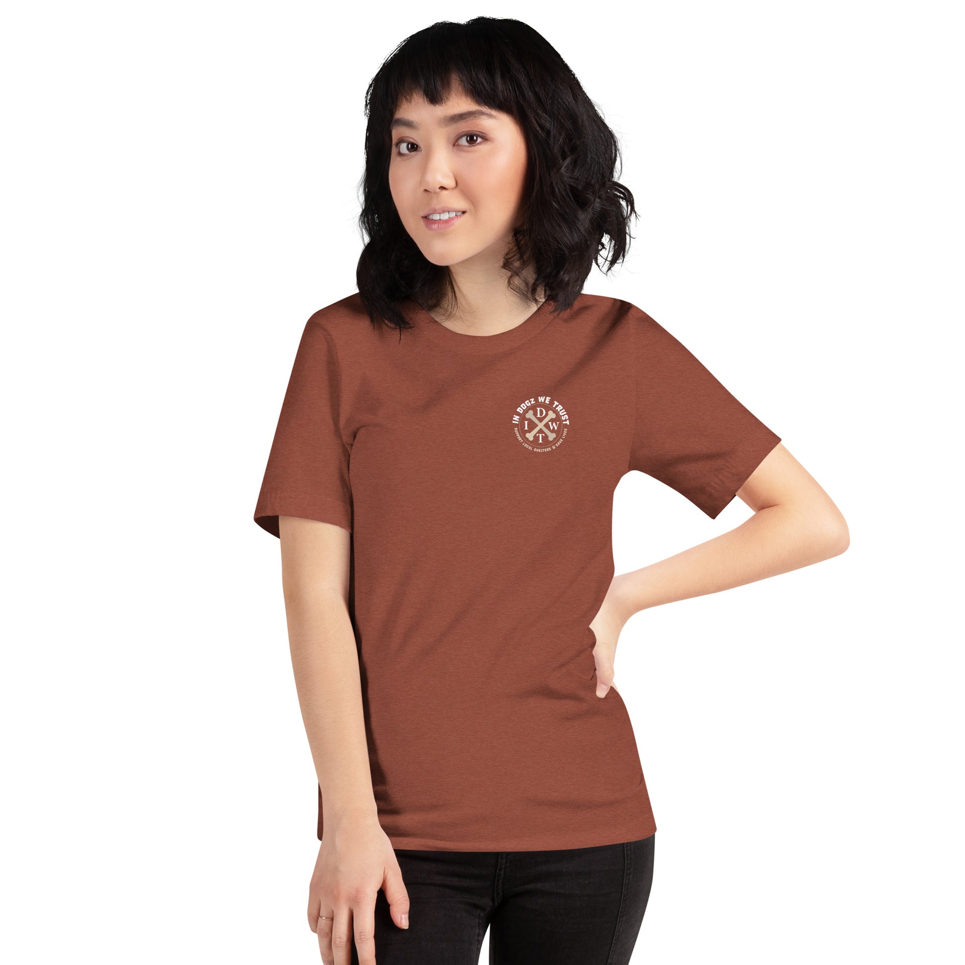 I Gotta Pet This Dog - Unisex T-Shirt - Heather Clay - In Dogz We Trust - Female Model - Front View