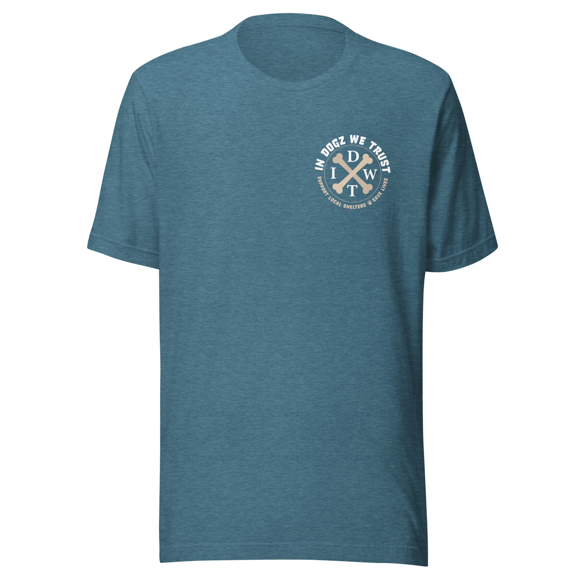 Love Dogz. Tolerate Humans. Unisex T-Shirt - Heather Deep Teal - In Dogz We Trust - Front View