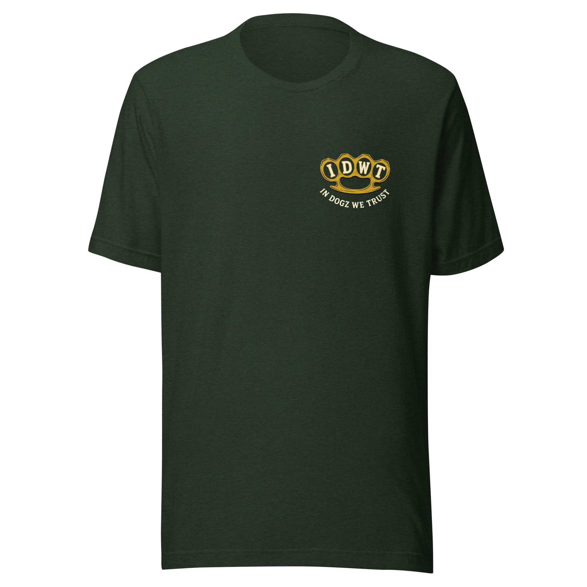 Harm a Dog & Find Out - Heather Emerald Unisex T-Shirt - In Dogz We Trust - Front View