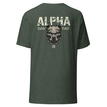 Alpha Dog Dad - Heather Forest with Bull Dog Design - Men's T-Shirt - In Dogz We Trust - Back View