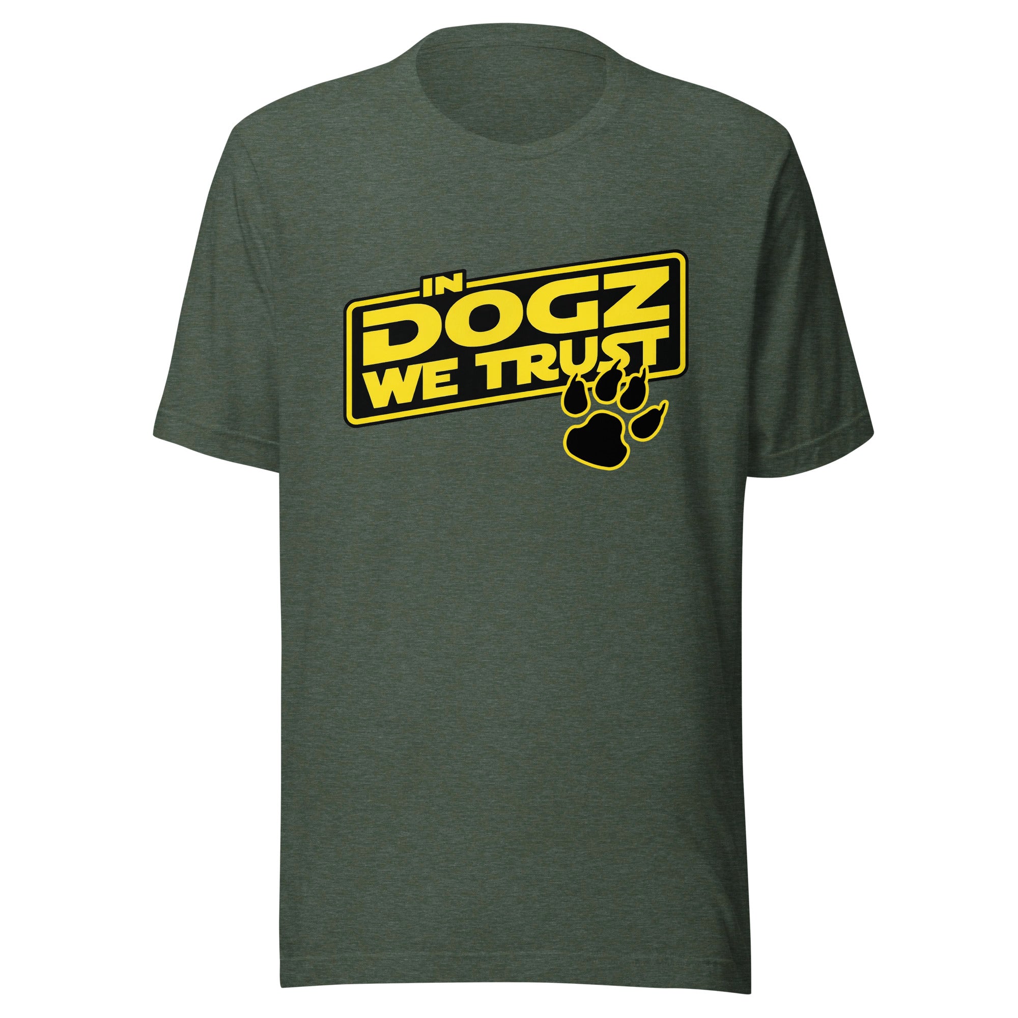 Boba Fettch - Star Wars Inspired Unisex Tee - Heather Forest - In Dogz We Trust - Front View