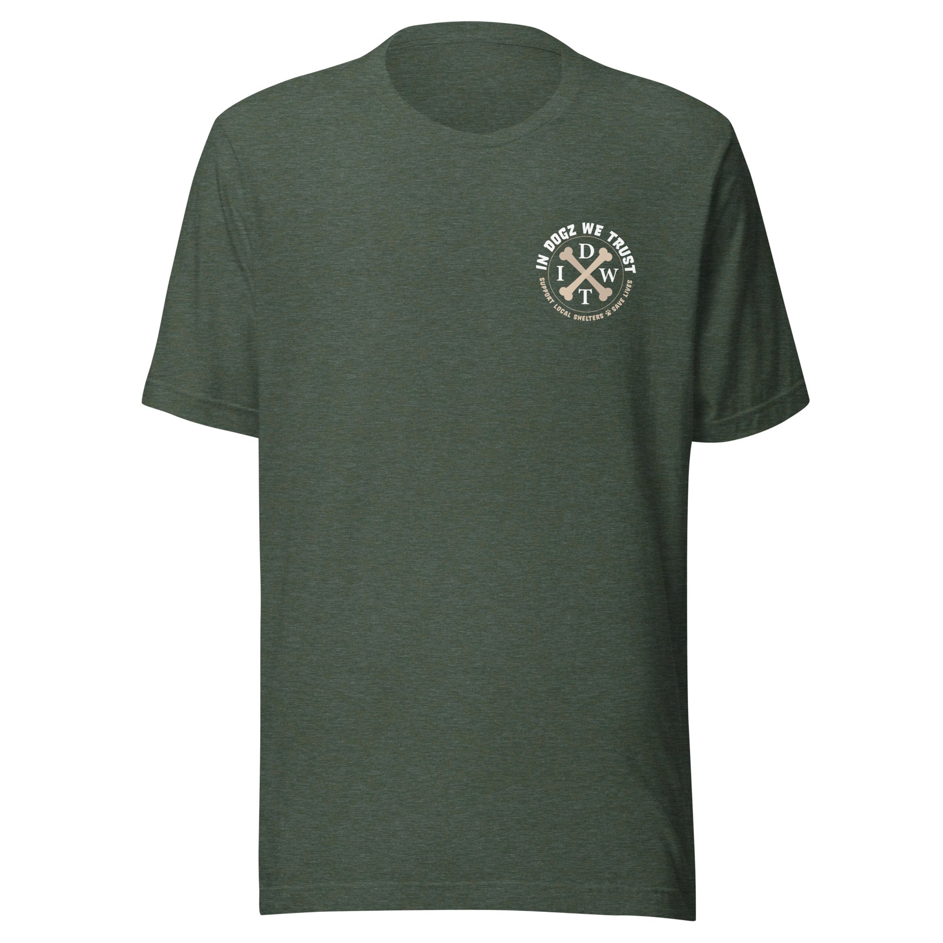Alpha Dog Dad - Heather Forest with Bull Dog Design - Men's T-Shirt - In Dogz We Trust - Front View