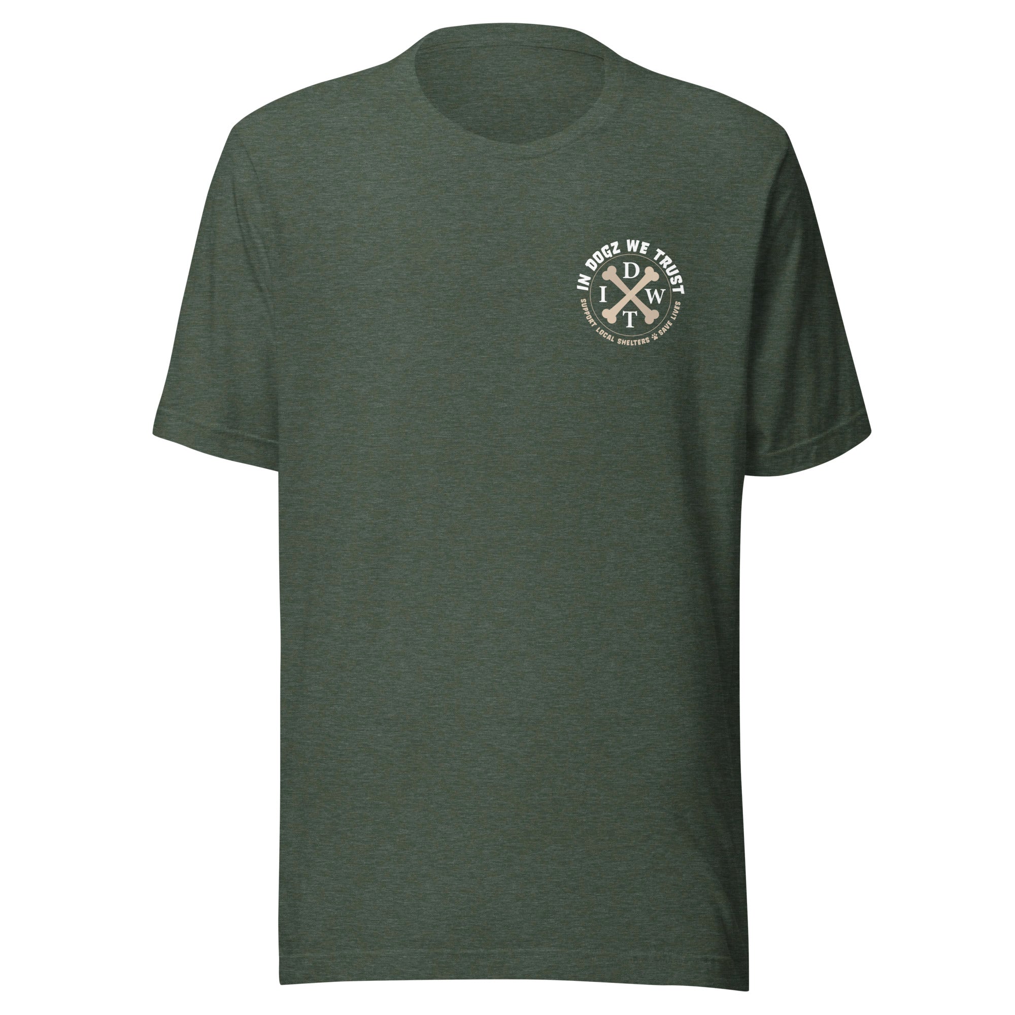 Alpha Dog Dad - Heather Forest with Bull Dog Design - Men's T-Shirt - In Dogz We Trust - Front View