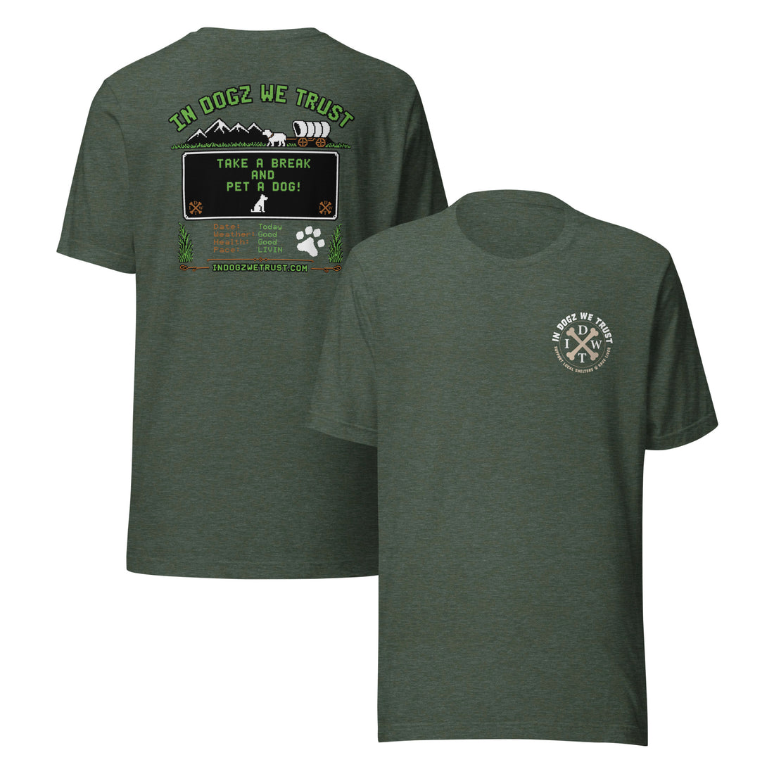 The Oregon Tail: Unisex T-shirt - Dark Grey - In Dogz We Trust - Back View