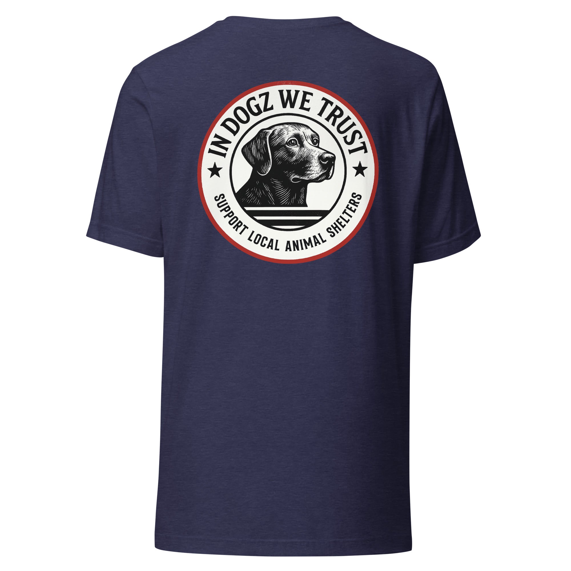The Duke - Labrador Rescue Unisex T-Shirt - Midnight Navy Color - In Dogz We Trust - Back View