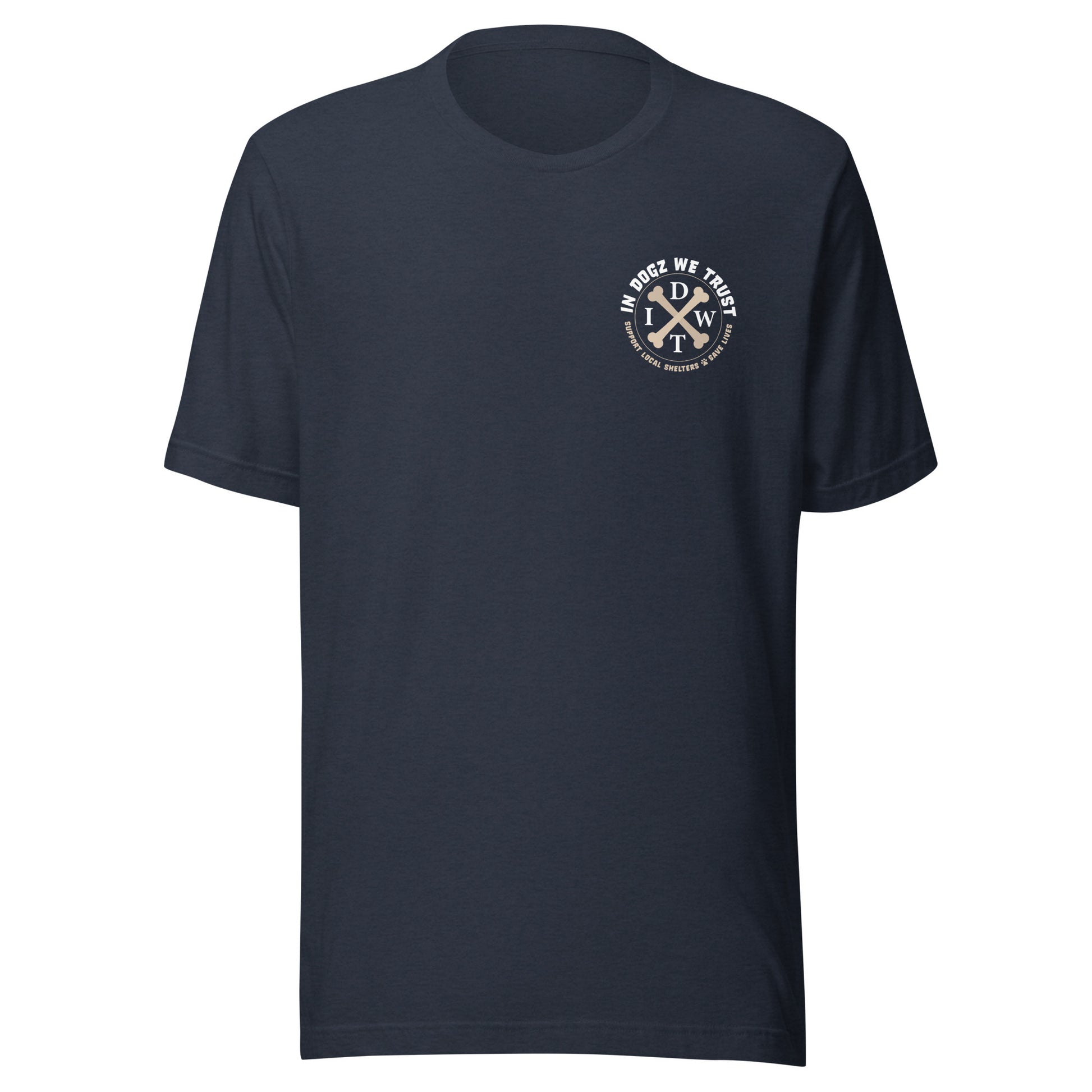 Alpha Dog Dad - Heather Navy with Bull Dog Design - Men's T-Shirt - In Dogz We Trust - Front View