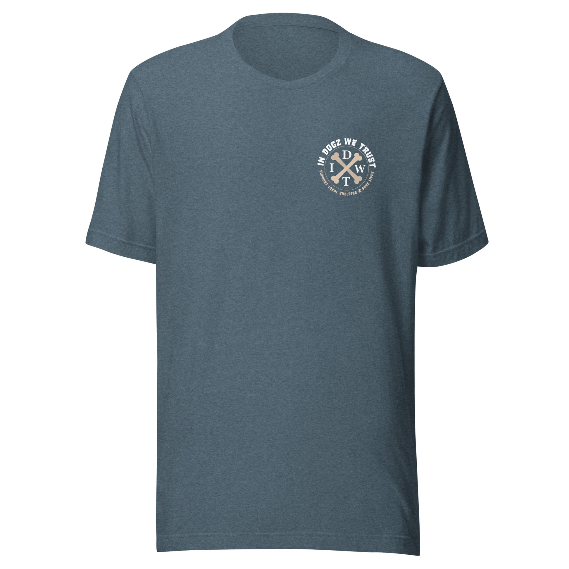 Bushido Bark: Samurai Canine T-Shirt - Heather Slate Color - In Dogz We Trust - Front View