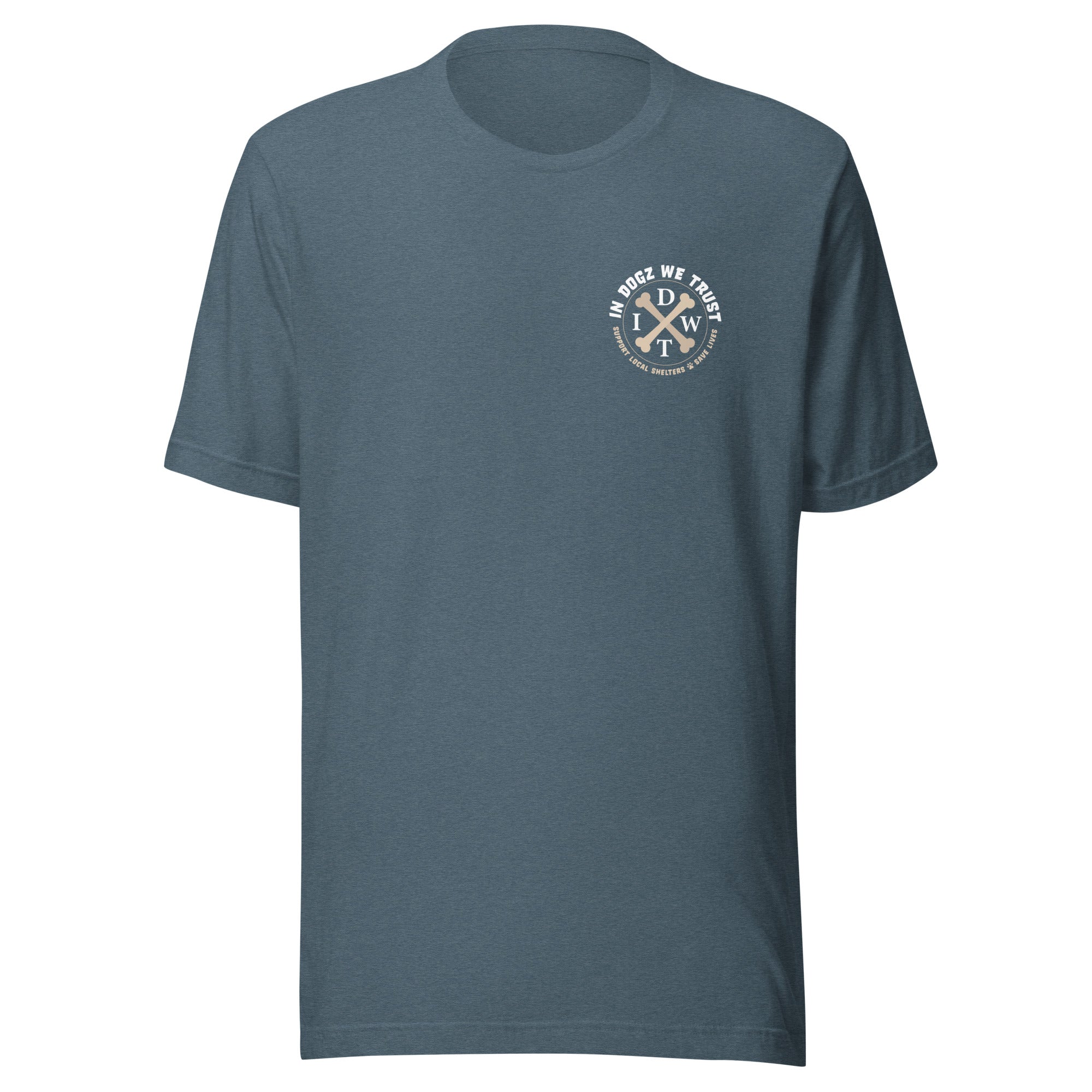 Bushido Bark: Samurai Canine T-Shirt - Heather Slate Color - In Dogz We Trust - Front View