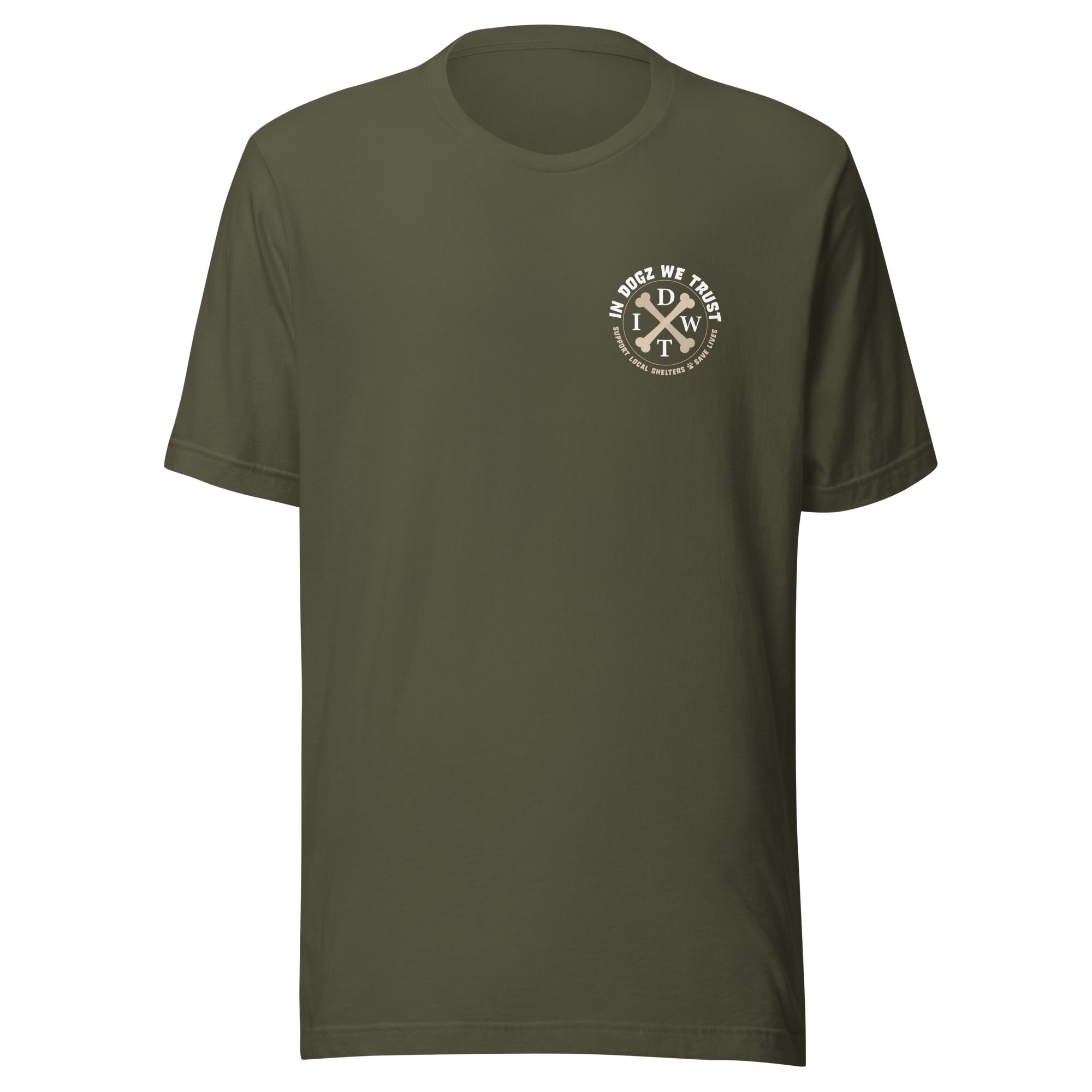Bushido Bark: Samurai Canine T-Shirt - Military Green Color - In Dogz We Trust - Front View
