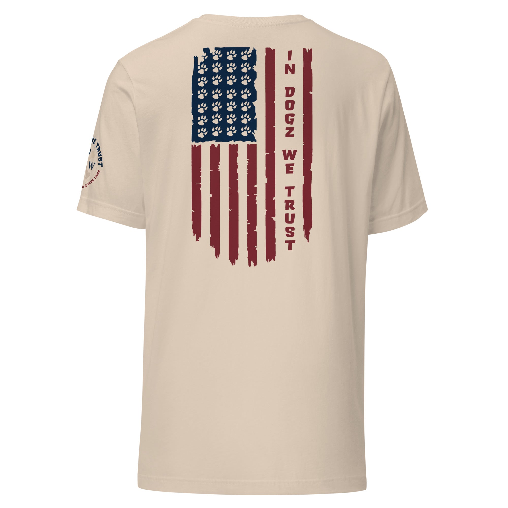 Paws & Stripes: Unisex Tee - Soft Cream - In Dogz We Trust - Back View