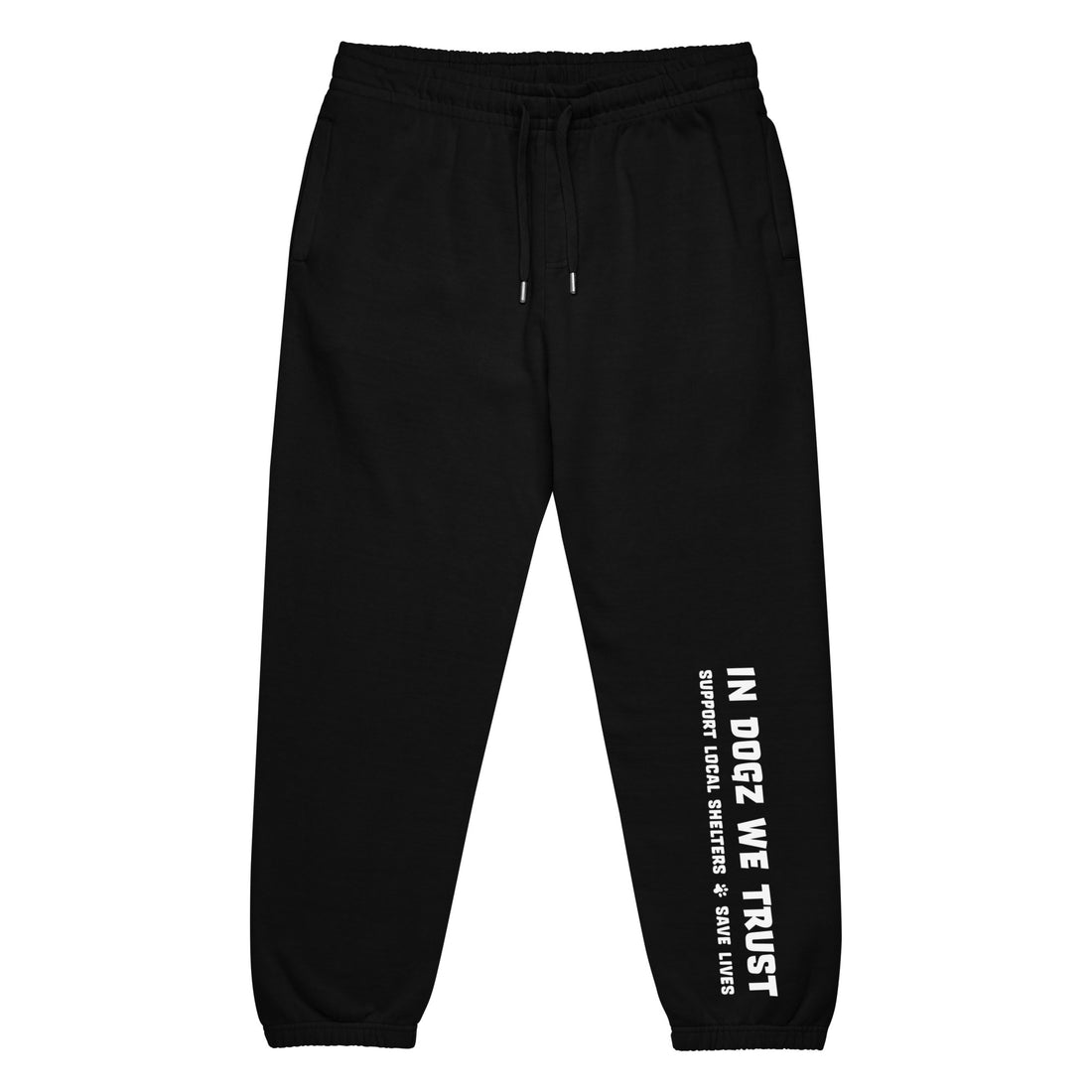 IDWT Soft Urban Sweatpants - Black with White Design - In Dogz We Trust - Front View