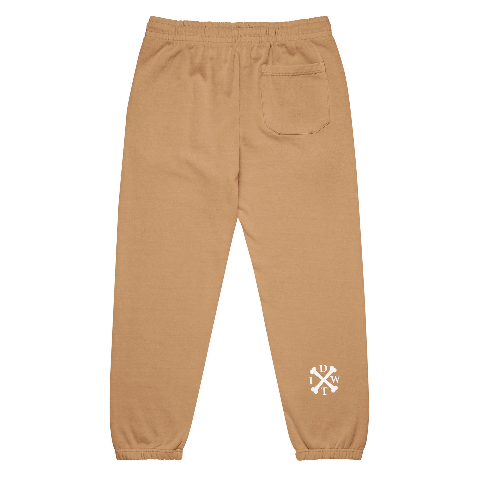 IDWT Soft Urban Sweatpants - Burro/Tan with White Design - In Dogz We Trust - Back View