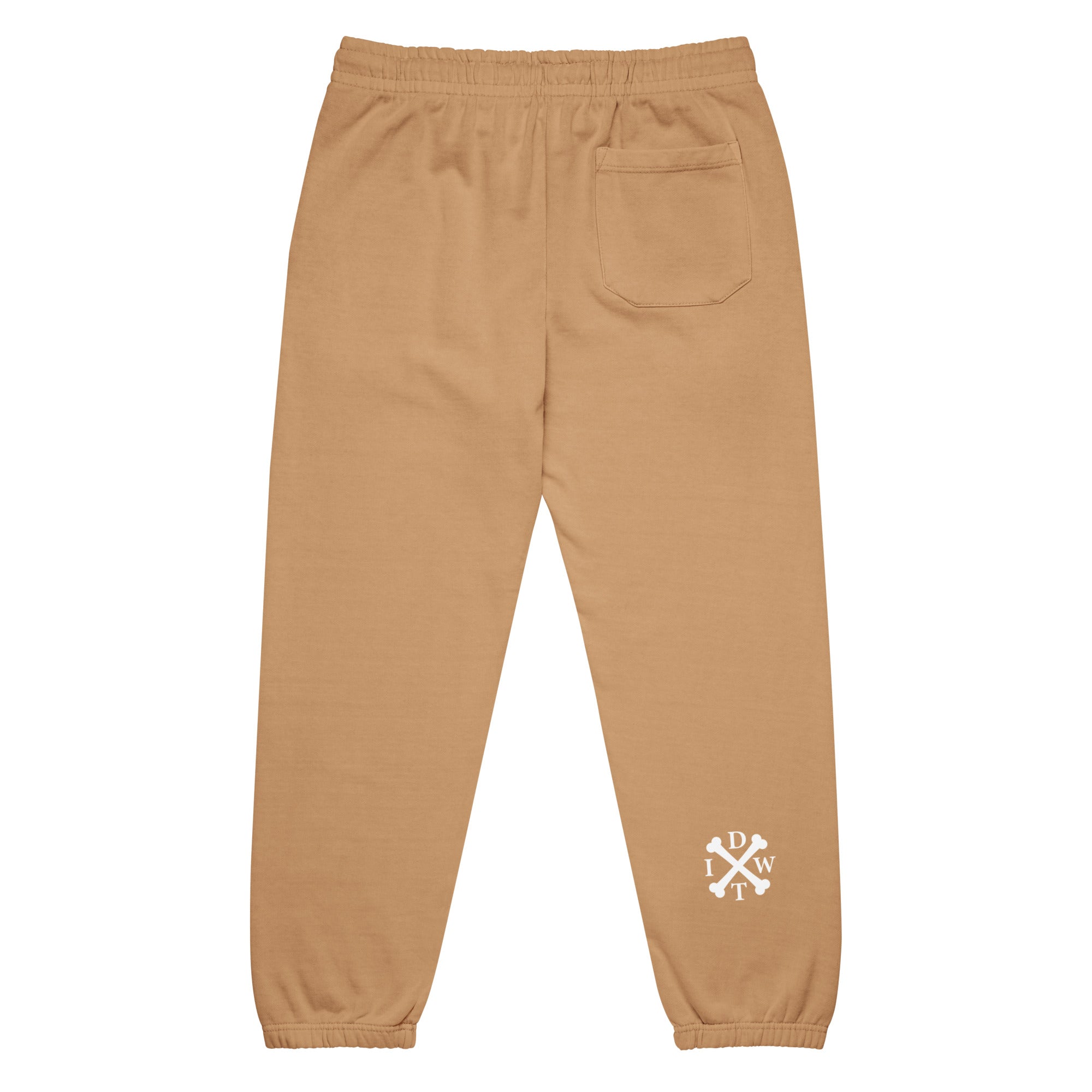 IDWT Soft Urban Sweatpants - Burro/Tan with White Design - In Dogz We Trust - Back View