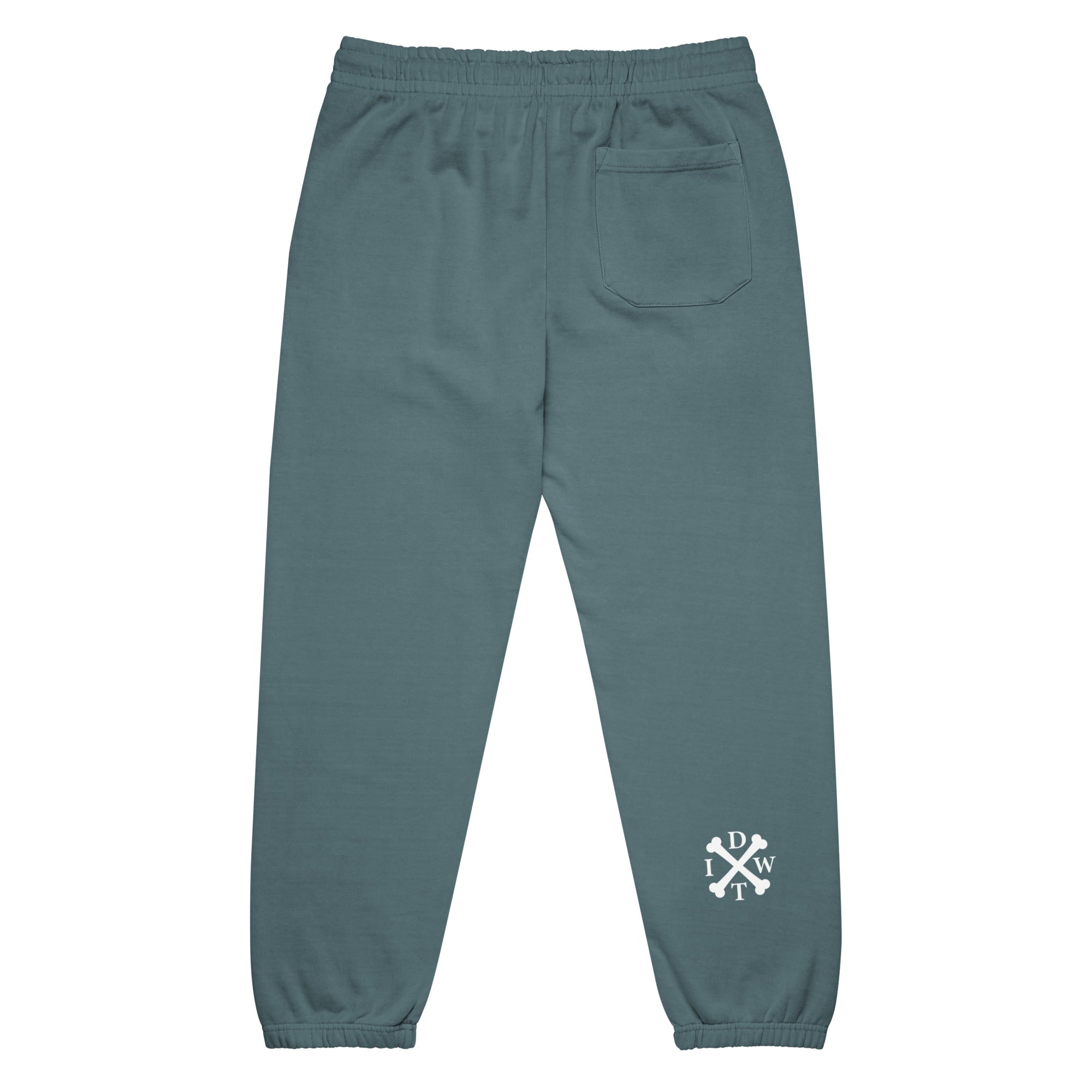 IDWT Soft Urban Sweatpants - Pebble Blue with White Design - In Dogz We Trust - Back View