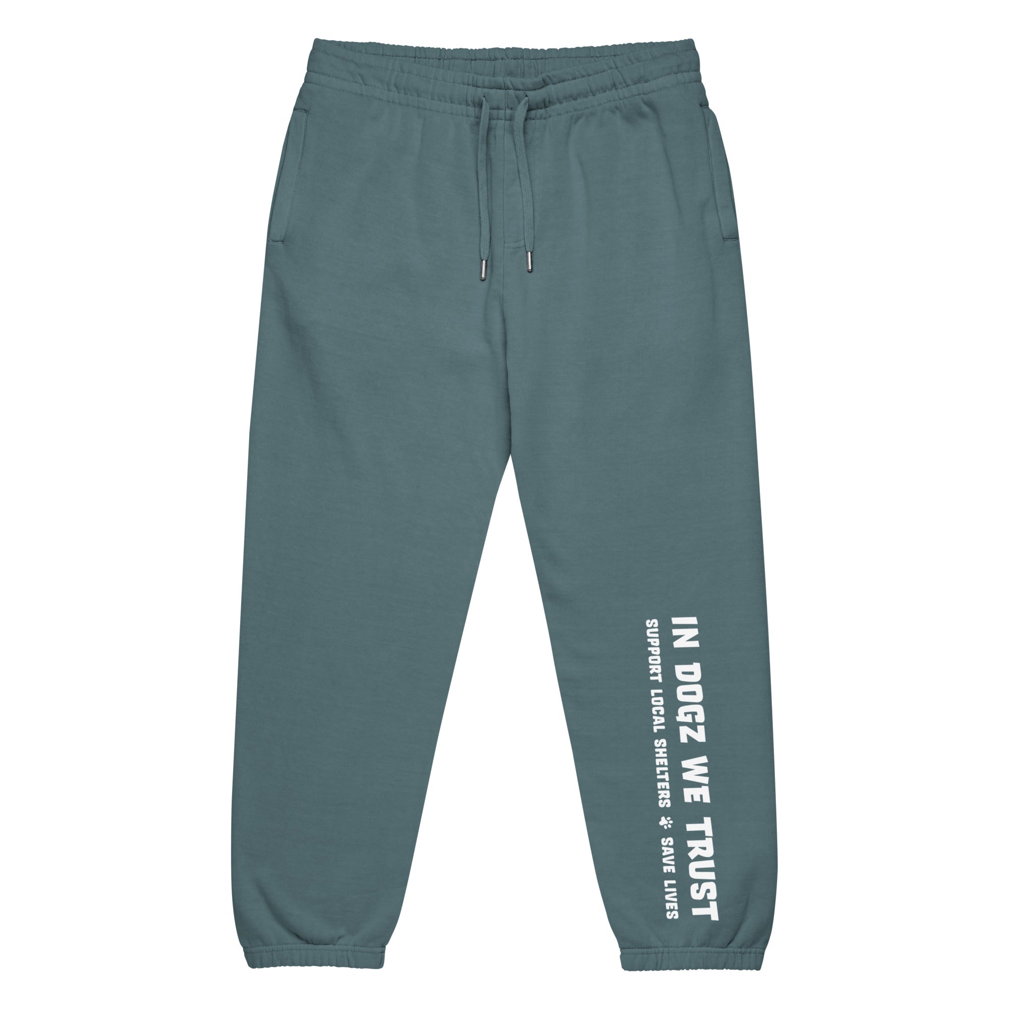 IDWT Soft Urban Sweatpants - Pebble Blue with White Design - In Dogz We Trust - Front View