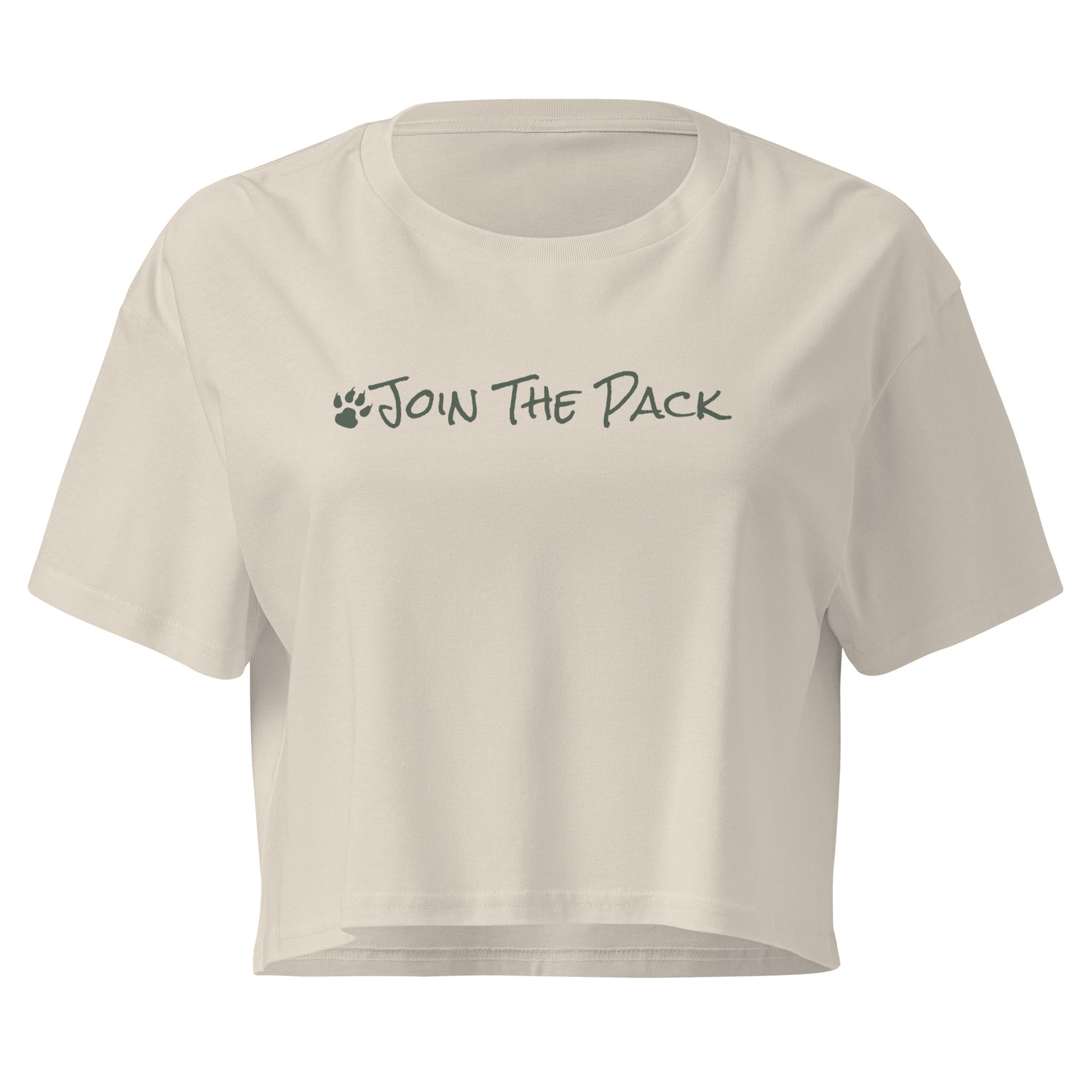 Join The Pack Crop Top T-Shirt - Bone / Tan - In Dogz We Trust - Front View