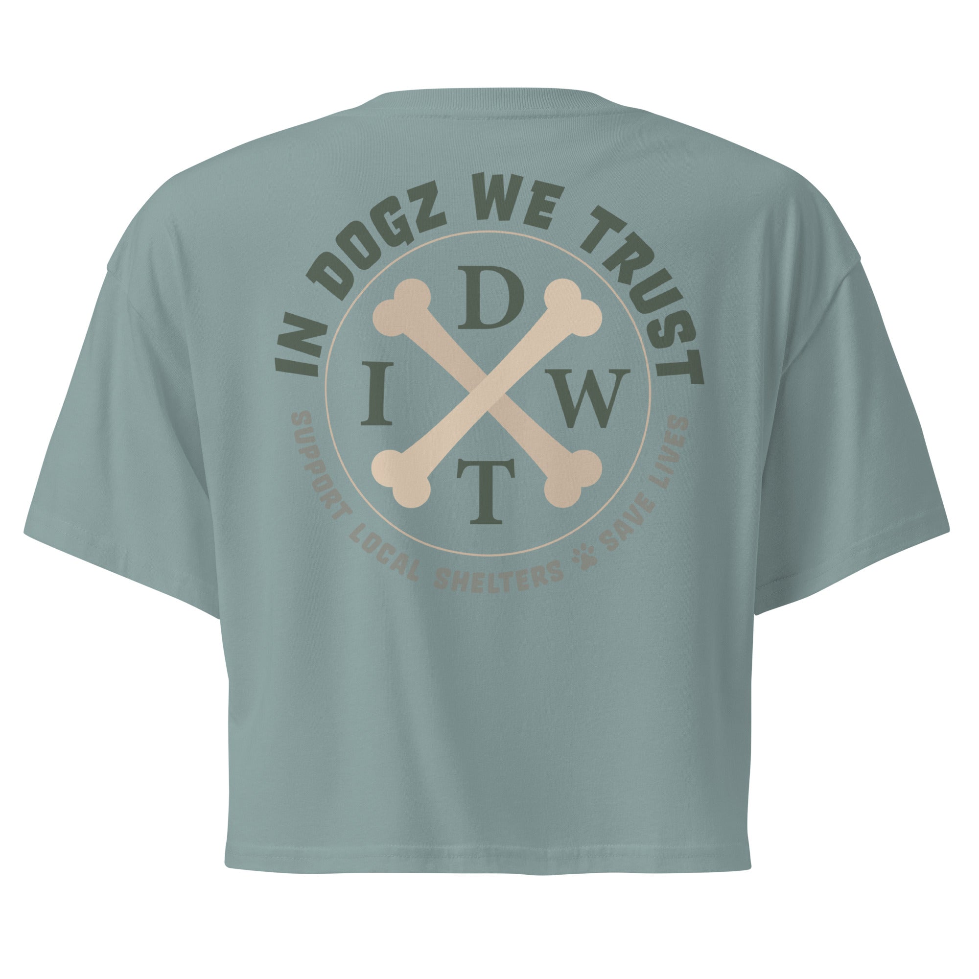 Join The Pack Crop Top T-Shirt - Mineral Blue - In Dogz We Trust - Back View