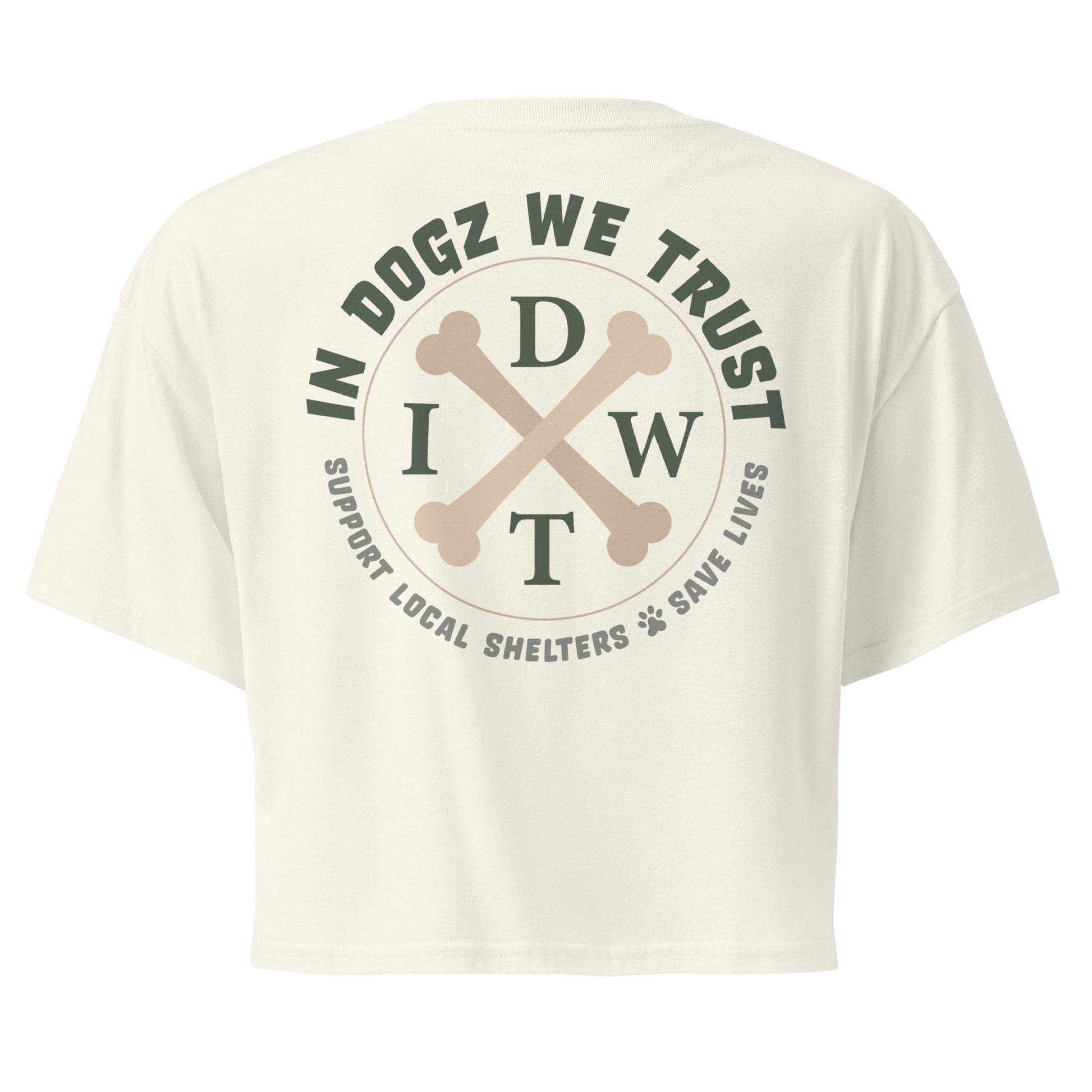 Join The Pack Crop Top T-Shirt - Natural / Off-White - In Dogz We Trust - Back View