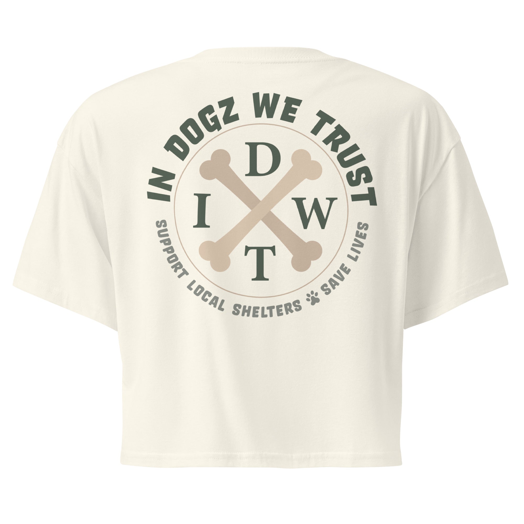 Join The Pack Crop Top T-Shirt - Natural / Off-White - In Dogz We Trust - Back View