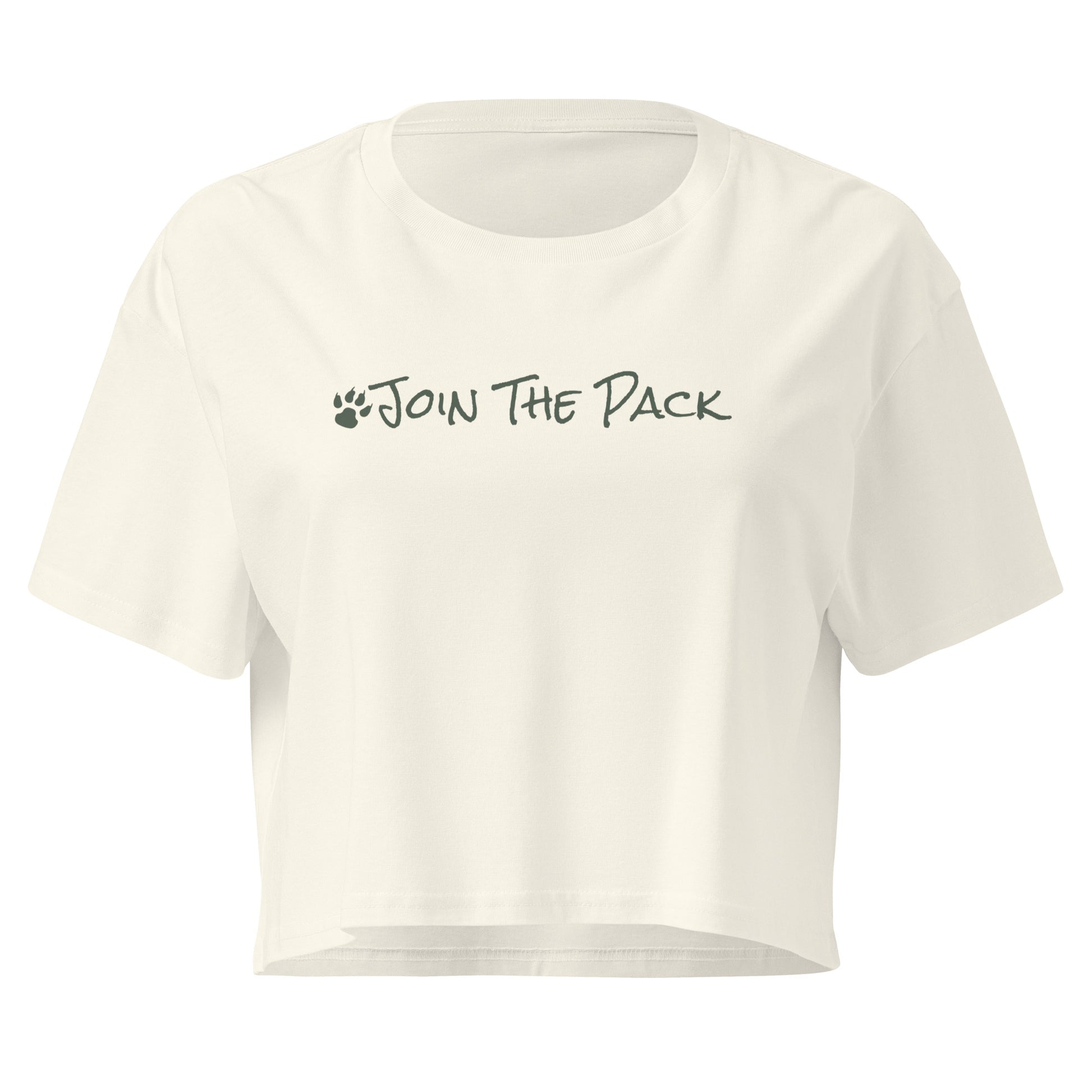Join The Pack Crop Top T-Shirt - Natural / Off-White - In Dogz We Trust - Front View
