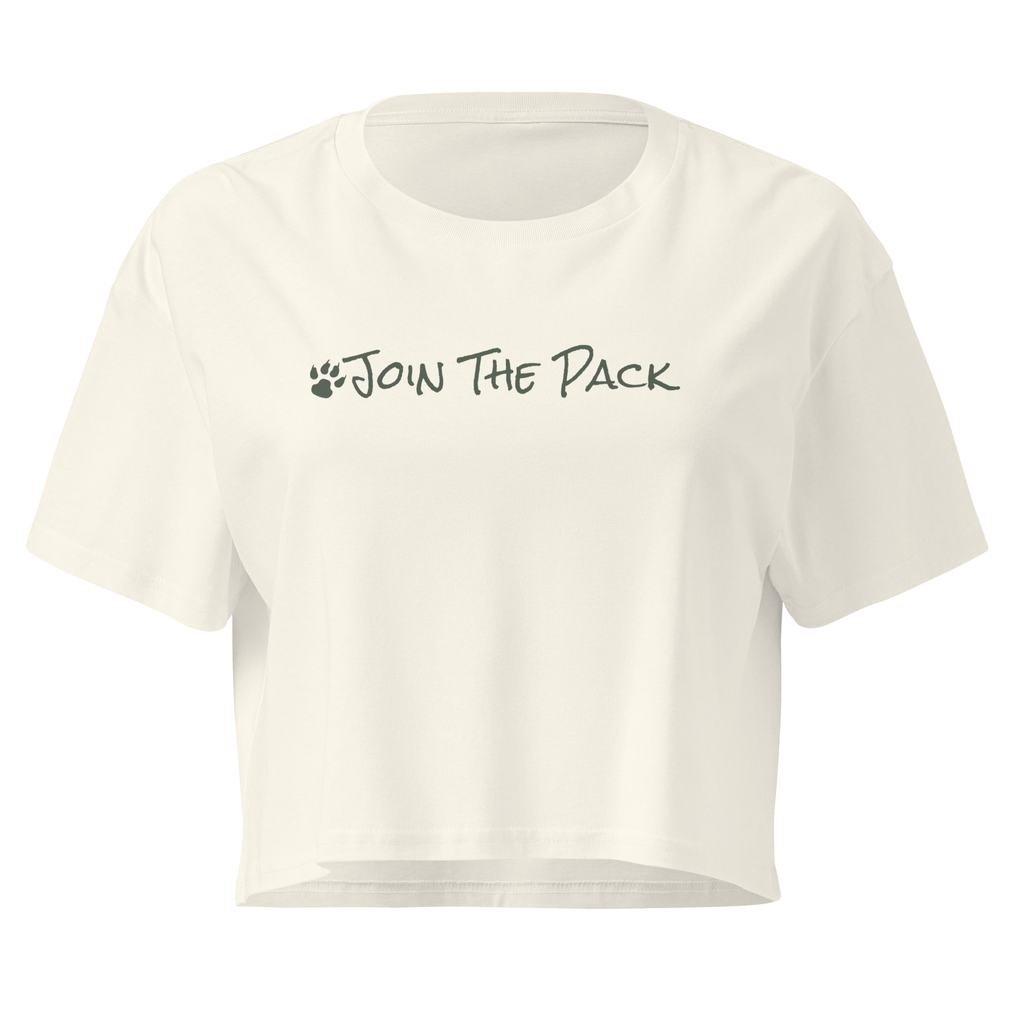 Join The Pack Crop Top T-Shirt - Natural / Off-White - In Dogz We Trust - Front View