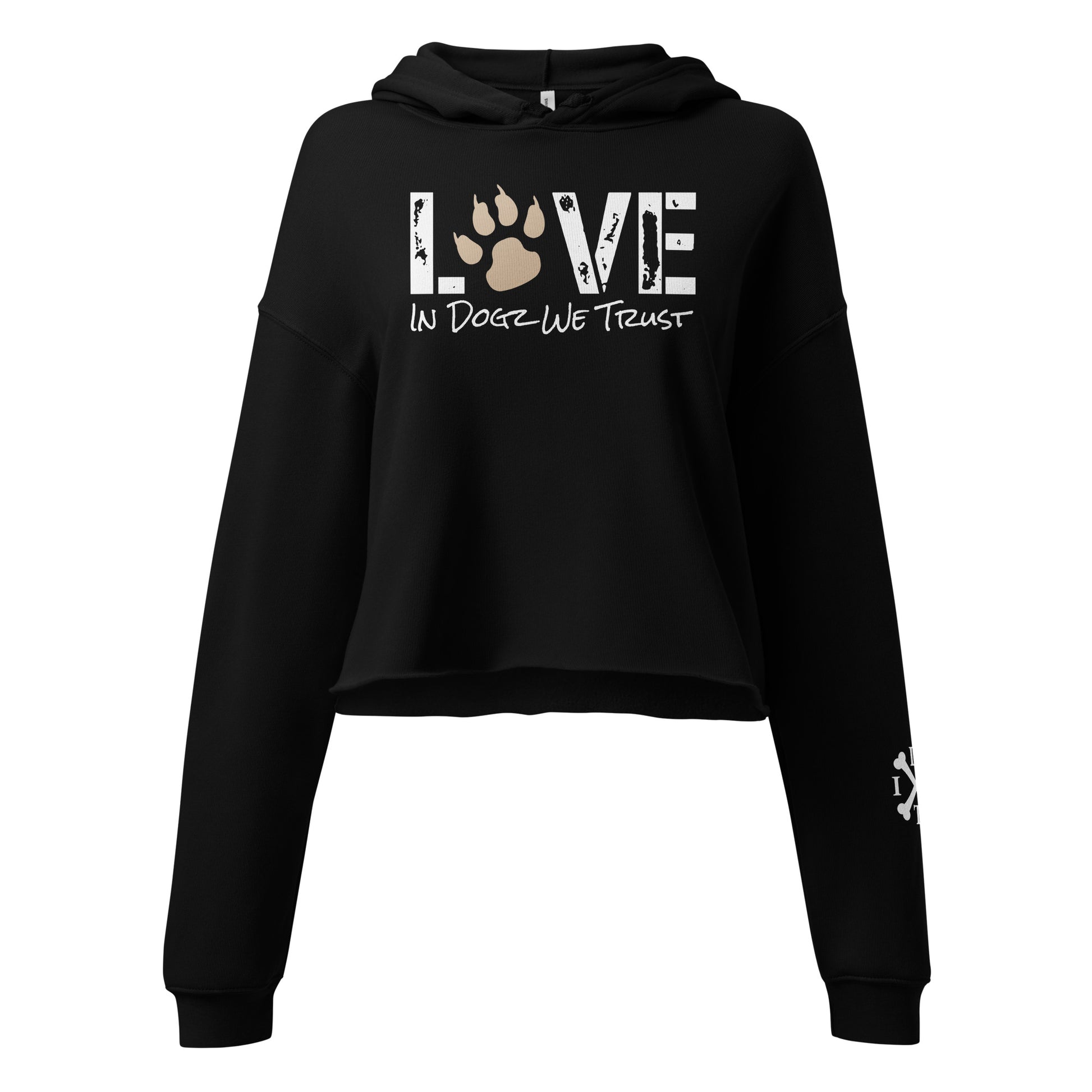 Puppy LOVE Crop Hoodie - Black - In Dogz We Trust - Front View