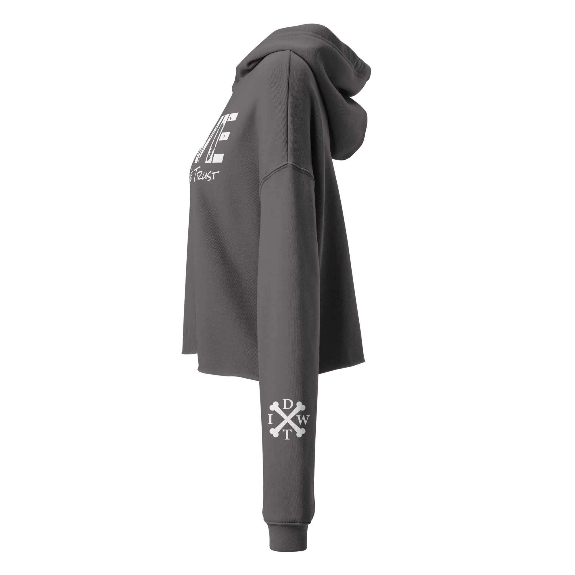 Puppy LOVE Crop Hoodie - Storm Grey - In Dogz We Trust - Side View