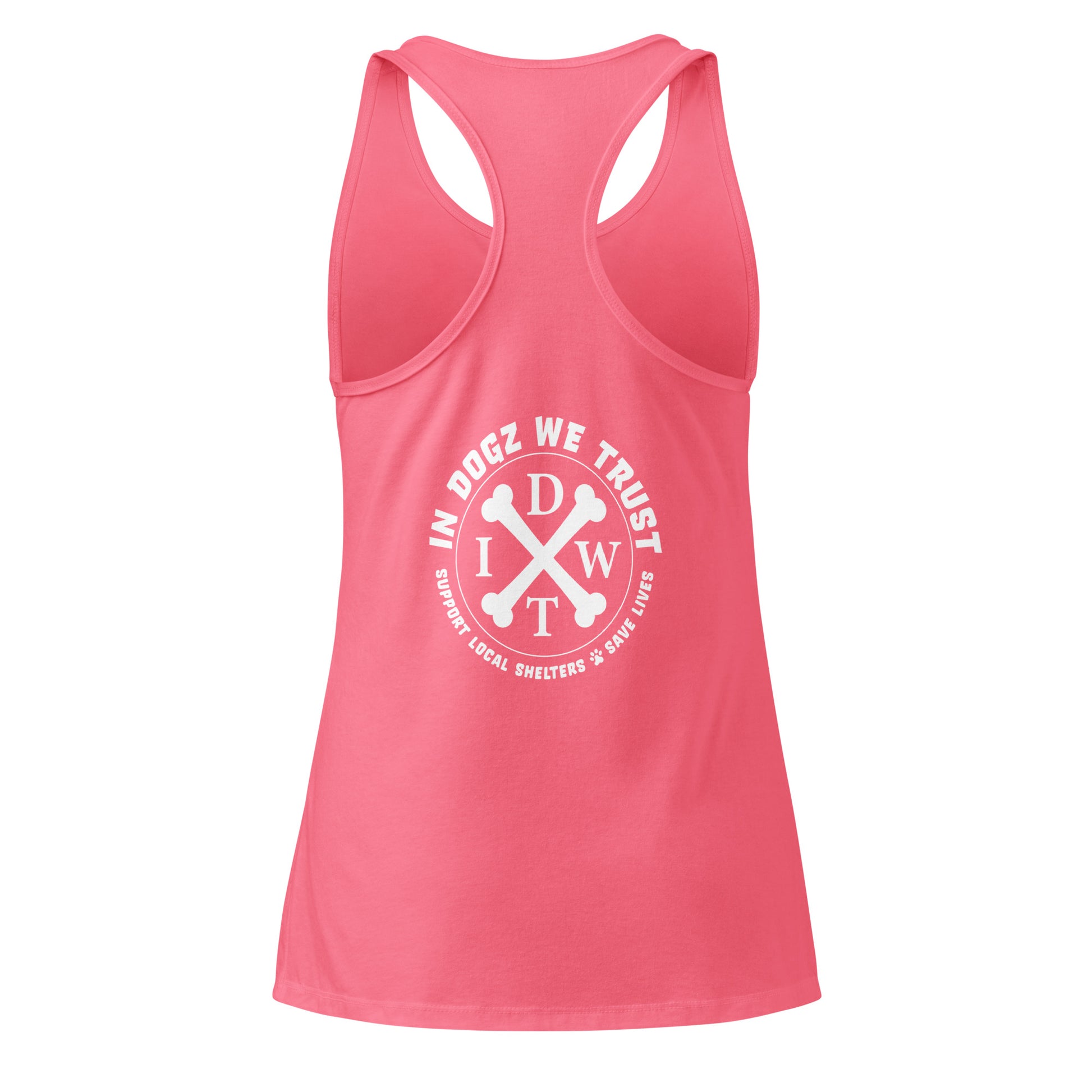 Puppy Love: Women’s Racerback Tank - Pink Top - In Dogz We Trust - Back View