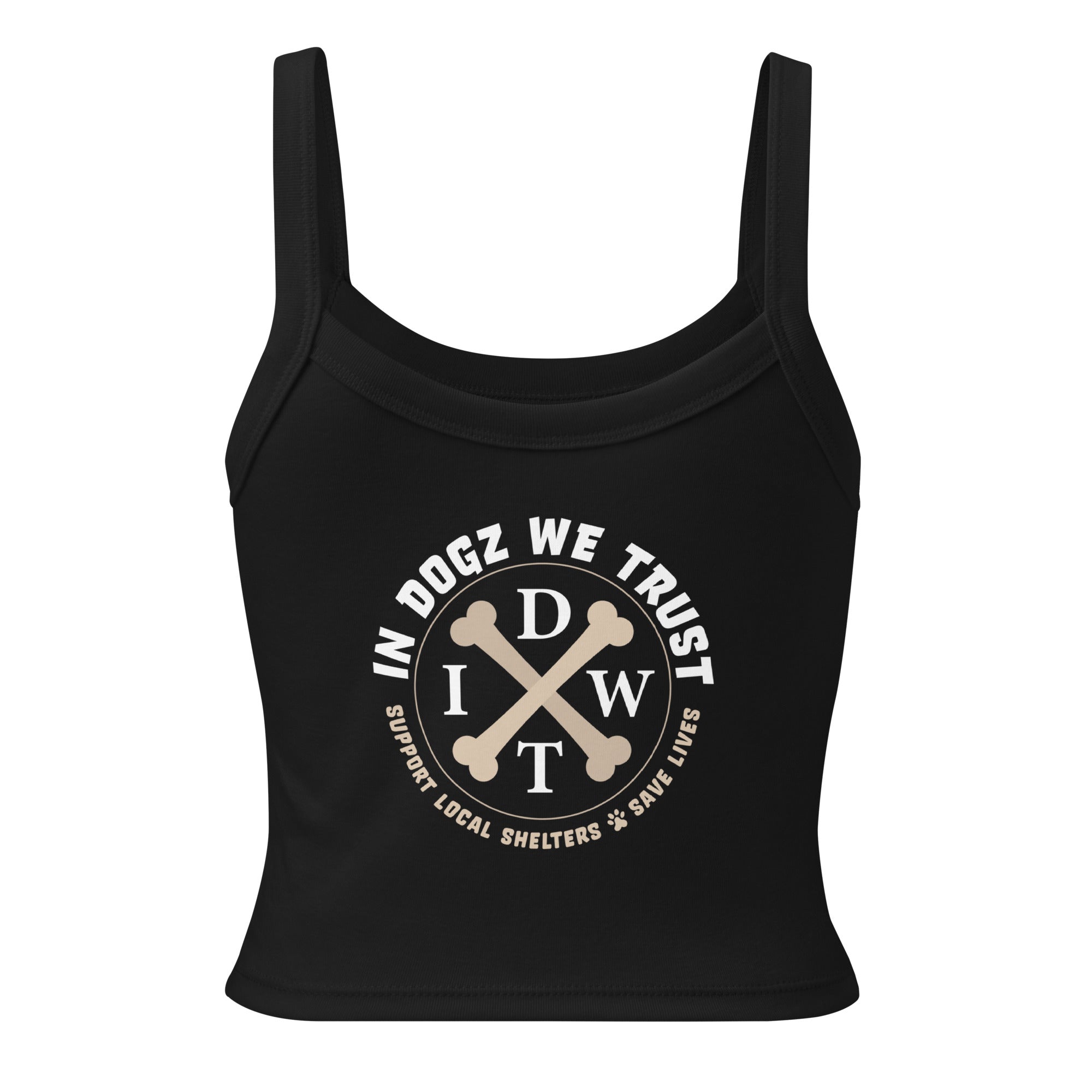 Dogz > Humans: Women’s Micro-Rib Tank Top - Black - In Dogz We Trust - Back View
