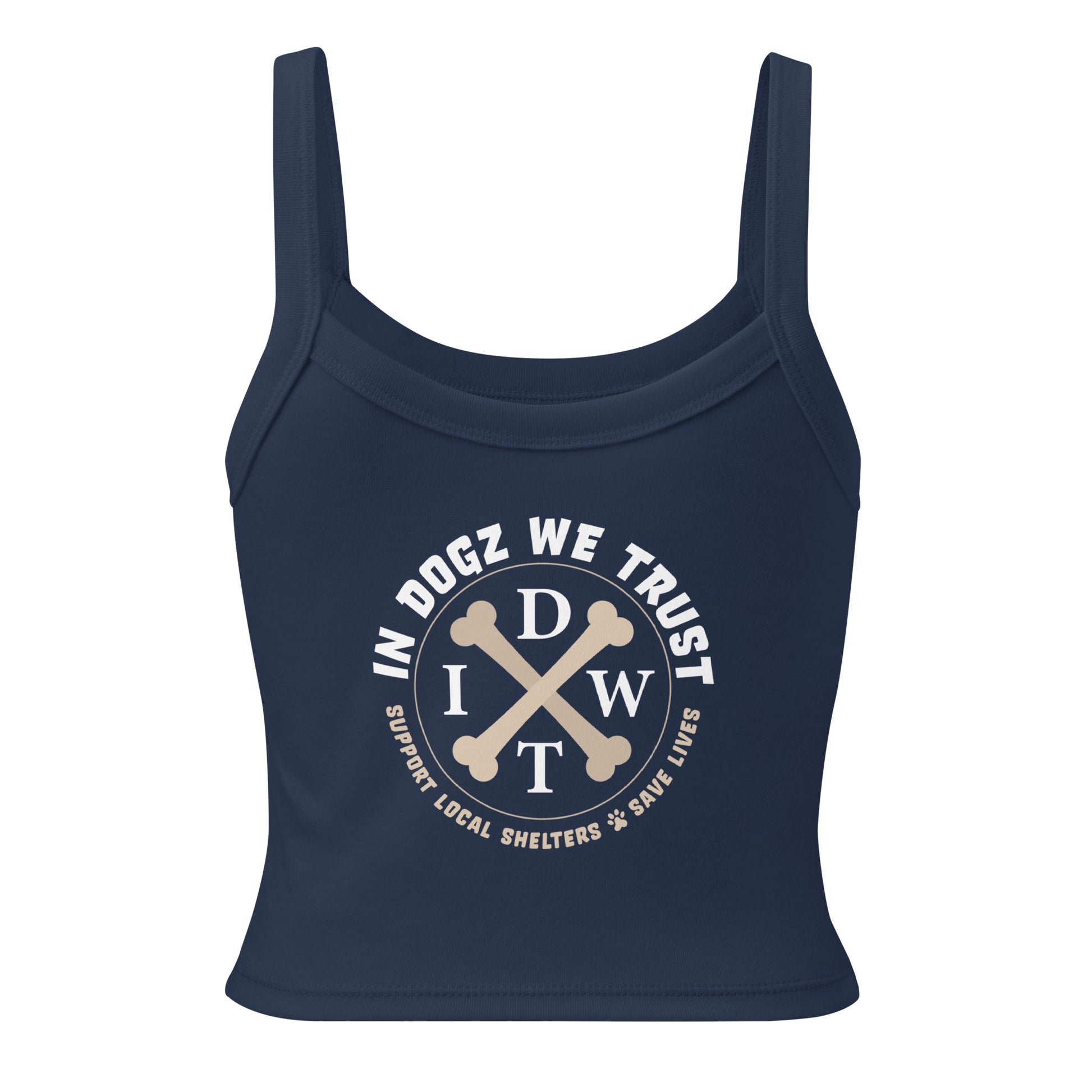 Dogz > Humans: Women’s Micro-Rib Tank Top - Navy - In Dogz We Trust - Back View